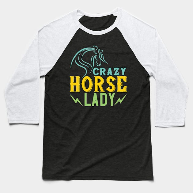 Crazy Horse Lady Baseball T-Shirt by HelloShirt Design